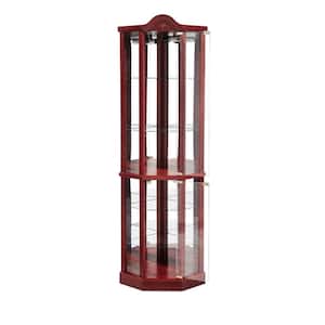16.73 in. x16.73 in. x 71.93 in 6Shelf Cherry Color MDF Diagonal Kitchen Cabinet with 4 Adjustable Dividers