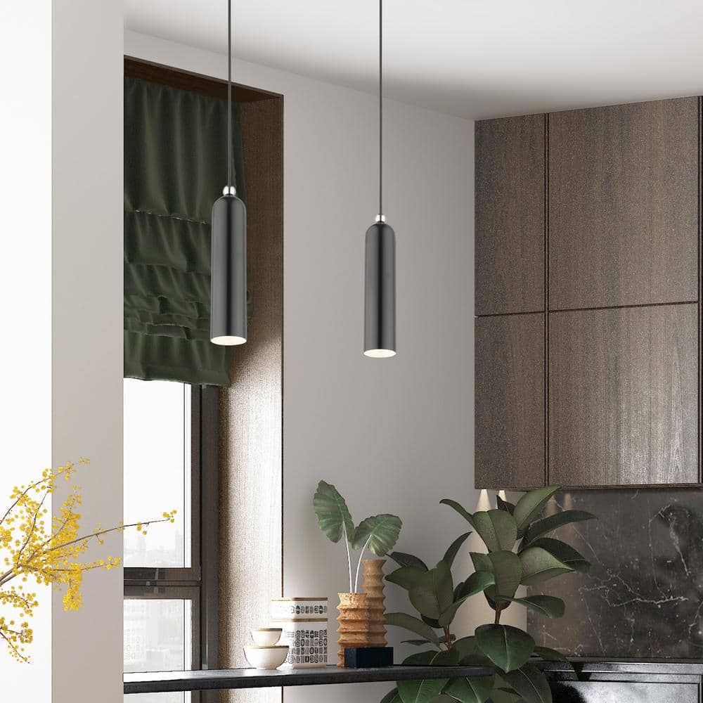 Scandinavian Chic Shiny Dark Gray Brass LED Pendant