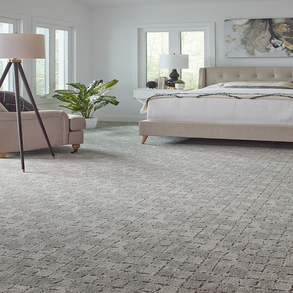 Posh Patterns Electric Gray 37 oz. Polyester Pattern Carpet - Installation Required