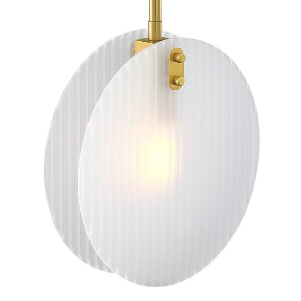 Designers Fountain - Sky 60-Watt 1-Light Brushed Gold Transitional Pendant Light with Etched Fluted Glass Shade and No Bulbs Included