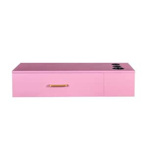 Modern Pink Wood Wall Mount Salon Stations with 1-Drawer