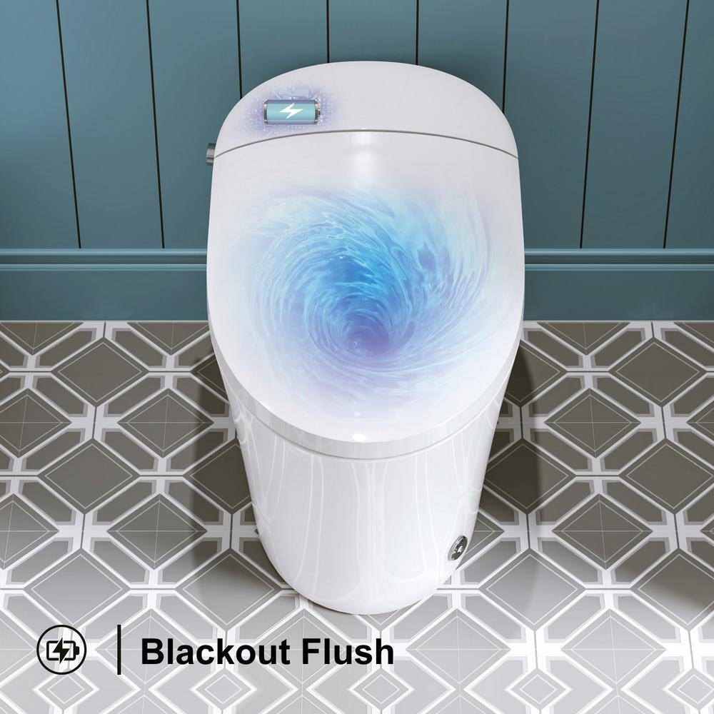 Elongated White Ceramic Smart Bidet Toilet with Dual Flush