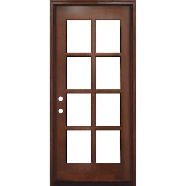 Steves & Sons 32 in. x 80 in. Craftsman Richmond 8-Lite Right-Hand Inswing Chestnut Mahogany Wood Prehung Front Door