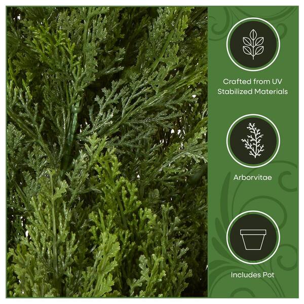 National Tree Company 50 Artificial Cedar Tree In Dark Green Round Growers Pot Qlmc8 50 1