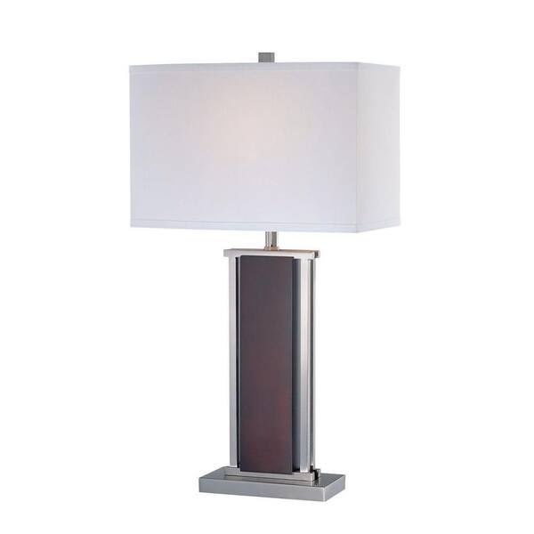Illumine 26 in. White Table Lamp with White Fabric Shade