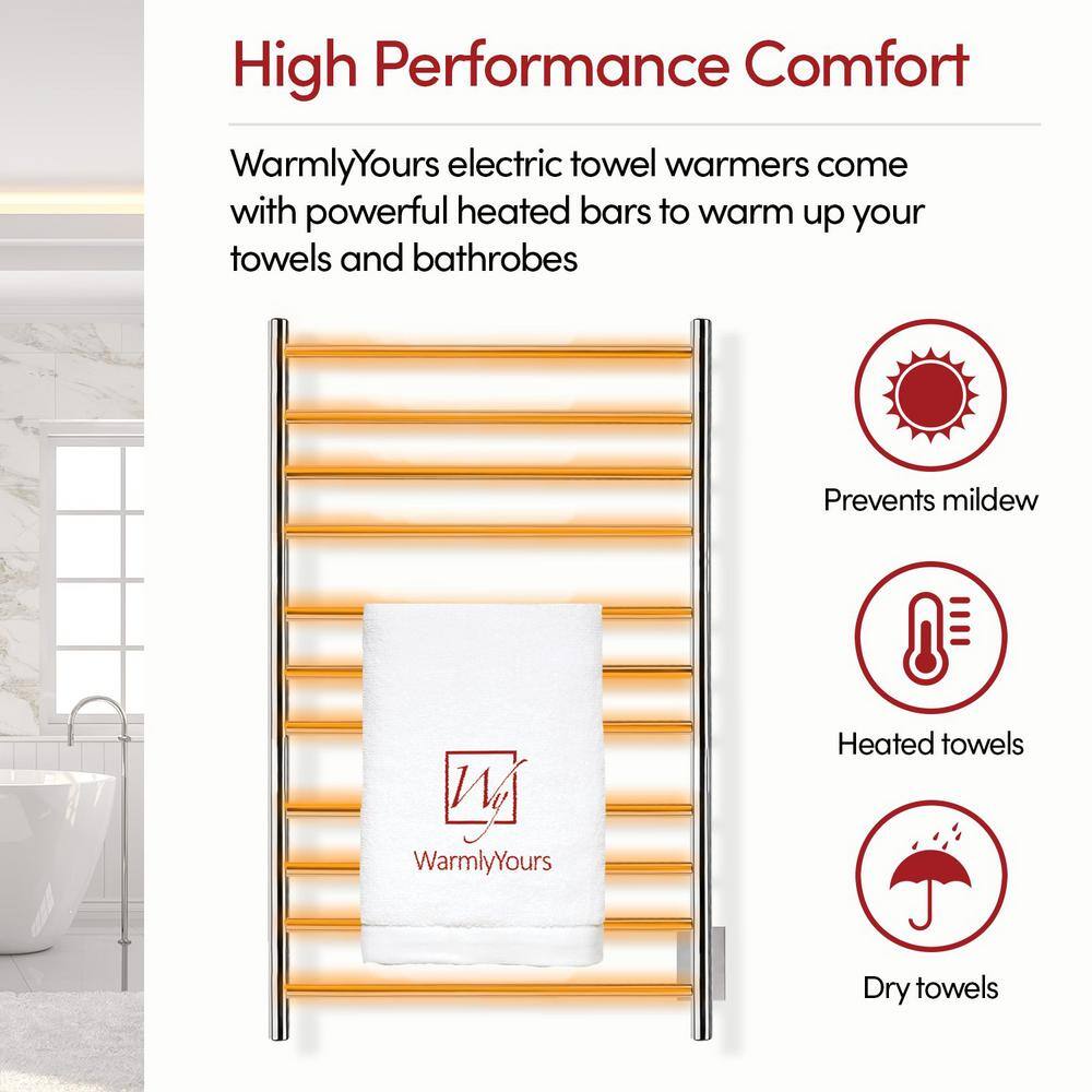 Malta Polished Stainless Steel Wall-Mounted 11-Bar Towel Warmer