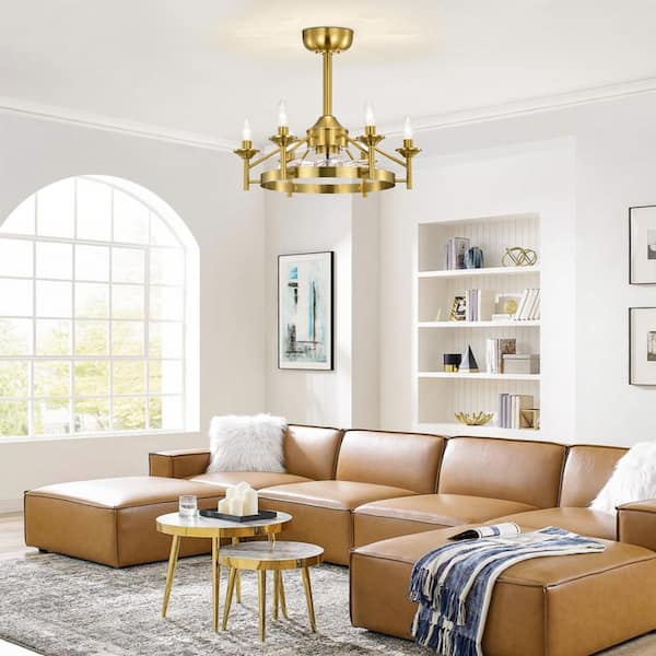 Heritage 21 in. 6-Light Indoor Brass Industrial Metal Ceiling Fan Included Smart Remote