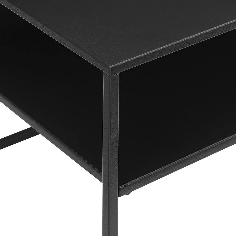 Streamlined Braxton Matte Black Steel Console Table with Storage