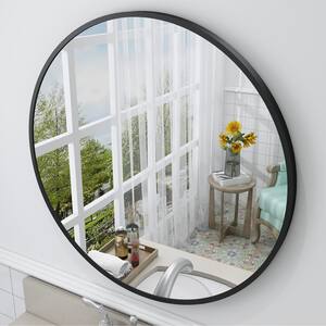 20 in. W x 20 in. H Round Aluminum Alloy Framed French Cleat Mounted Wall Decor Bathroom Vanity Mirror in Matte Black