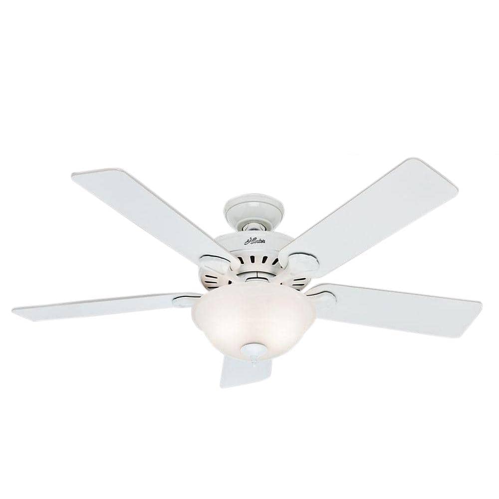 Hunter Pro S Best Five Minute 52 In Indoor White Ceiling Fan With Light Kit 53251 The Home Depot