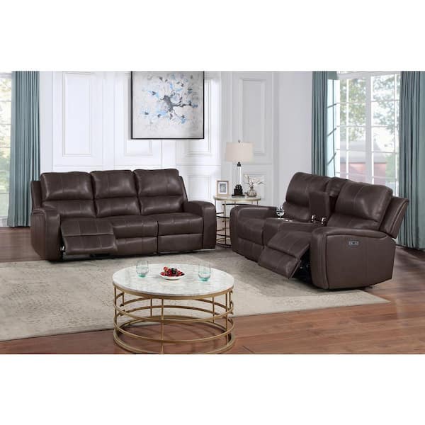 NEW CLASSIC HOME FURNISHINGS New Classic Furniture Linton 2-Piece Brown Leather Power Footrest Living Room Set