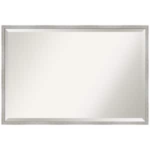 Medium Rectangle Distressed White Beveled Glass Casual Mirror (25 in. H x 37 in. W)