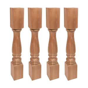 35.25 in. x 5 in. Unfinished Solid North American Cherry Full Round Kitchen Island Leg (4-Pack)