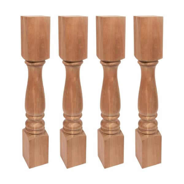 35.25 in. x 5 in. Unfinished Solid North American Cherry Full Round Kitchen Island Leg (4-Pack)