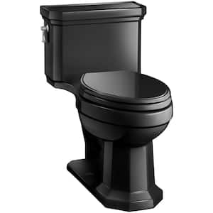 Kathryn Comfort Height 1-Piece 1.28 GPF Single Flush Elongated Toilet in Black Black, Seat Included