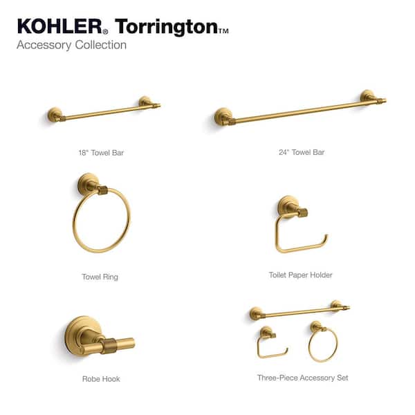 KOHLER Elate Knob Robe/Towel Hook in Vibrant Brushed Moderne Brass