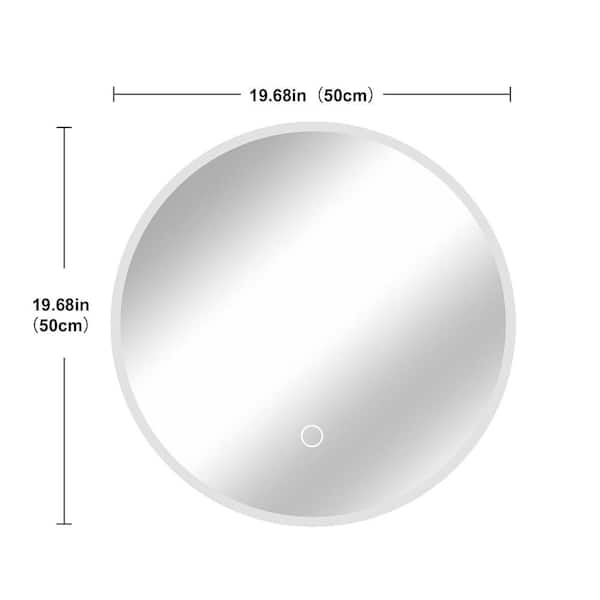 19.68 in. W x 19.68 in. H Round Framless Mirror Wall Mirror Vanity Mirror