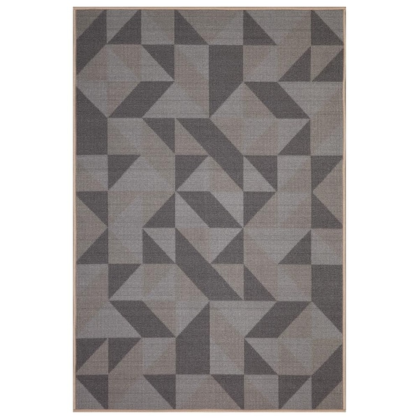Ottomanson Ottohome Collection Non-Slip Rubberback Abstract Geometric 3x5 Indoor Area Rug, 3 ft.3 in. x 5 ft., Black
