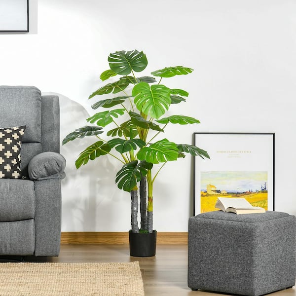 Unbranded Contemporary 4 ft. Artificial Monstera Tree, Faux Decorative Plant in Nursery Pot for Indoor or Outdoor Decor