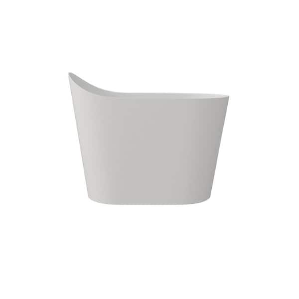 43 in. x 23 in. Solid Surface Stone Resin Freestanding Bathtub Japanese Soaking Bathtub in Matte White