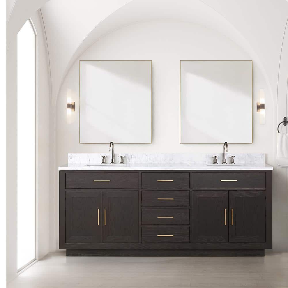 Lexora Condor 80 in W x 22 in D Brown Oak Double Bath Vanity