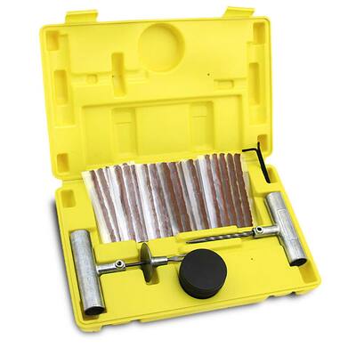 35pcs Tire Repair Tool Kit Plug Spiral Hex Patching Tubeless Sealant w/Storage Case