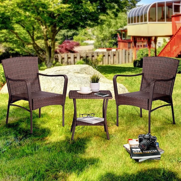 Kadehome 3-Piece Wicker Patio Conversation Set