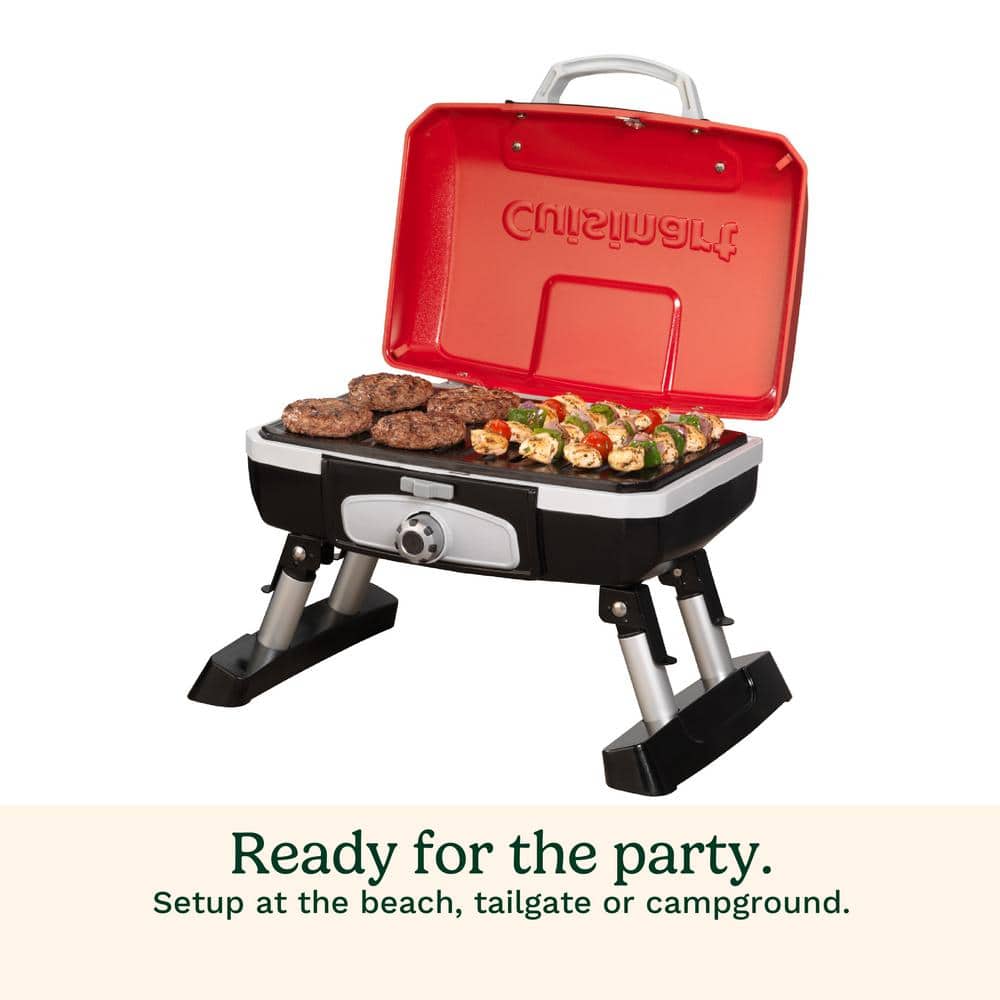 Cuisinart Red Portable Tabletop Propane Gas Grill with Folding Legs