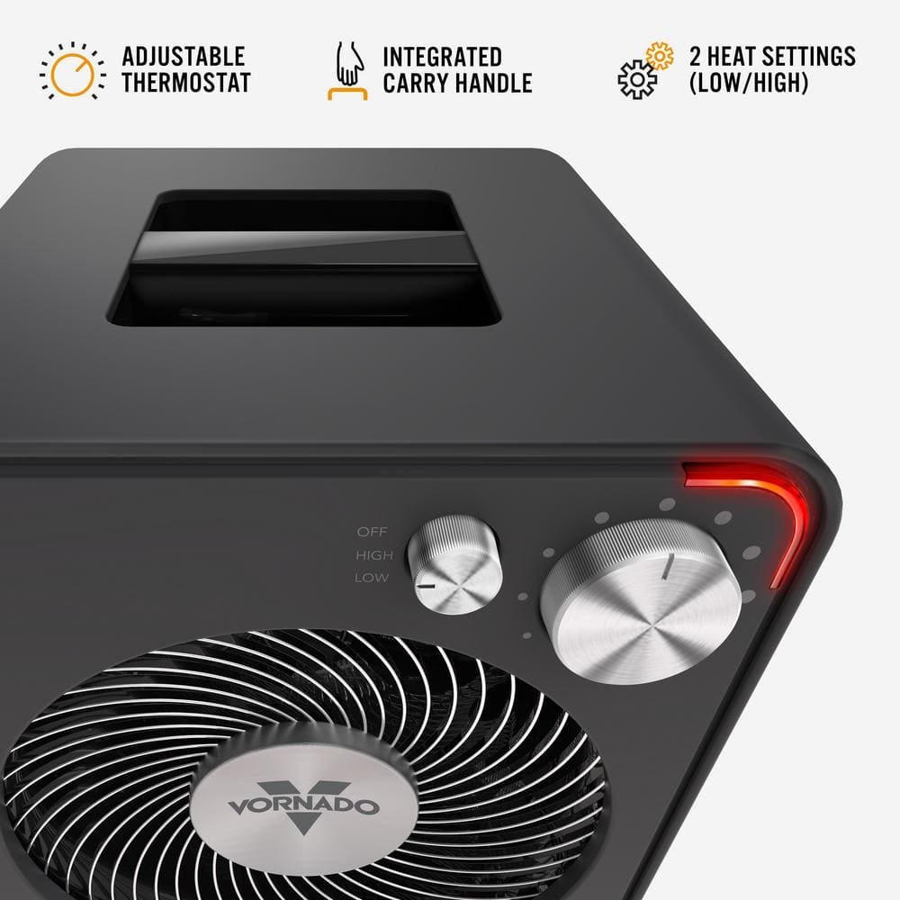 Vornado Gray Electric Space Heater with Thermostat and Auto Shut-off
