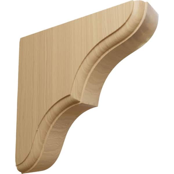 Ekena Millwork 1-3/4 in. x 5-1/2 in. x 5-1/2 in. Cherry Stratford Wood Bracket