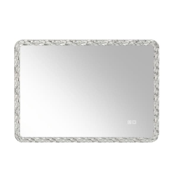 Tatahance 38.5 in. W x 25.2 in. H Rectangular Crystal Acrylic Frame LED Lighted Wall Bathroom Vanity Mirror in Transparent