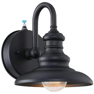 Modern 8.07 in. Black Dusk to Dawn Indoor/Outdoor Hardwired Barn Sconce with No Bulbs Included