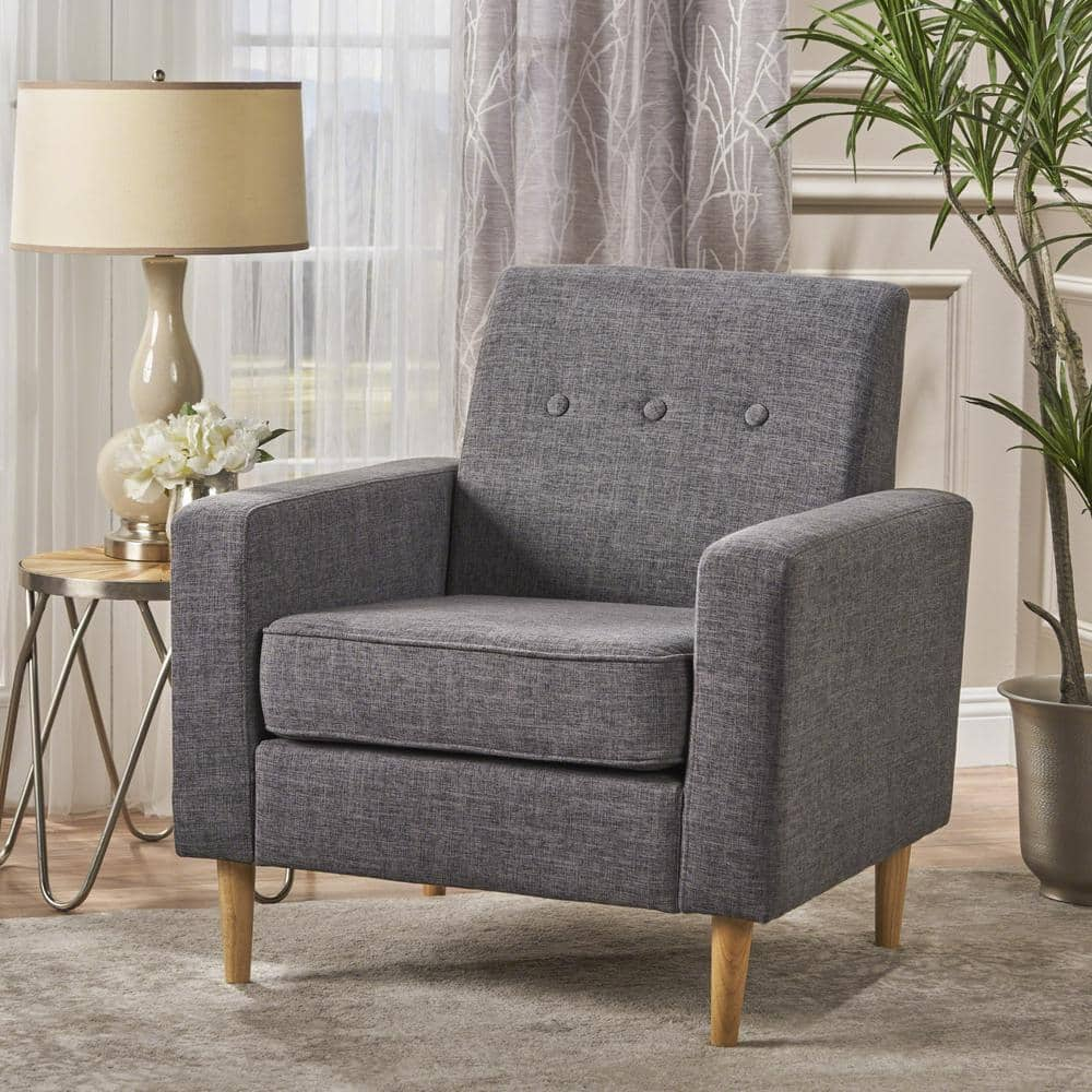 Noble House Sawyer Grey Fabric Club Chair 17352 - The Home Depot