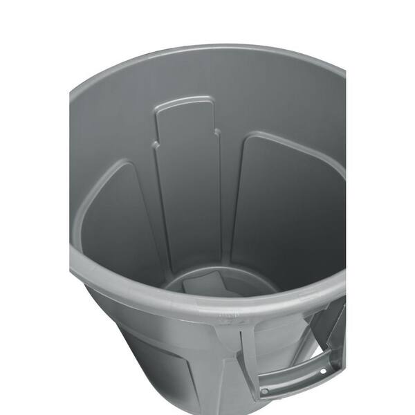 Open Top Round Trash Can, 32 gal, Plastic, Gray Open Top Round Trash Can, 32 gal, Plastic, Gray