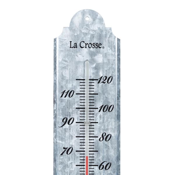 Analogue outdoor thermometer made of metal