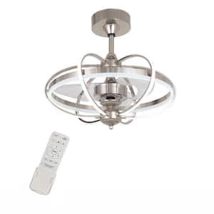 23 in. Silver Indoor Creative Design Integrated LED Cage Ceiling Fan with Remote Control