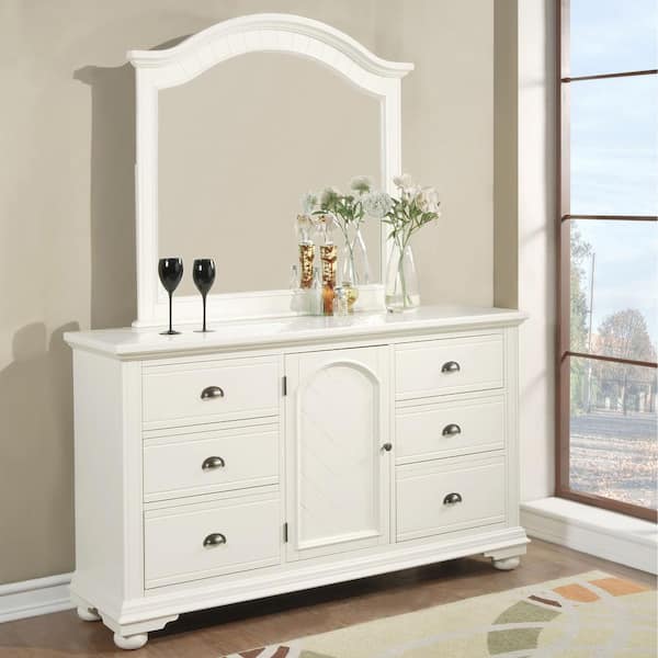 Addison 6 Drawer Dresser With Mirror In, White Chest Of Drawers With Mirror