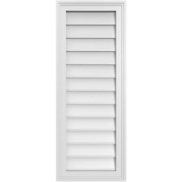 Ekena Millwork 14" x 36" Vertical Surface Mount PVC Gable Vent: Non-Functional with Brickmould Frame
