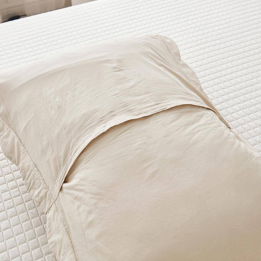 Natural Beige King Cotton Embroidered Pillow Shams