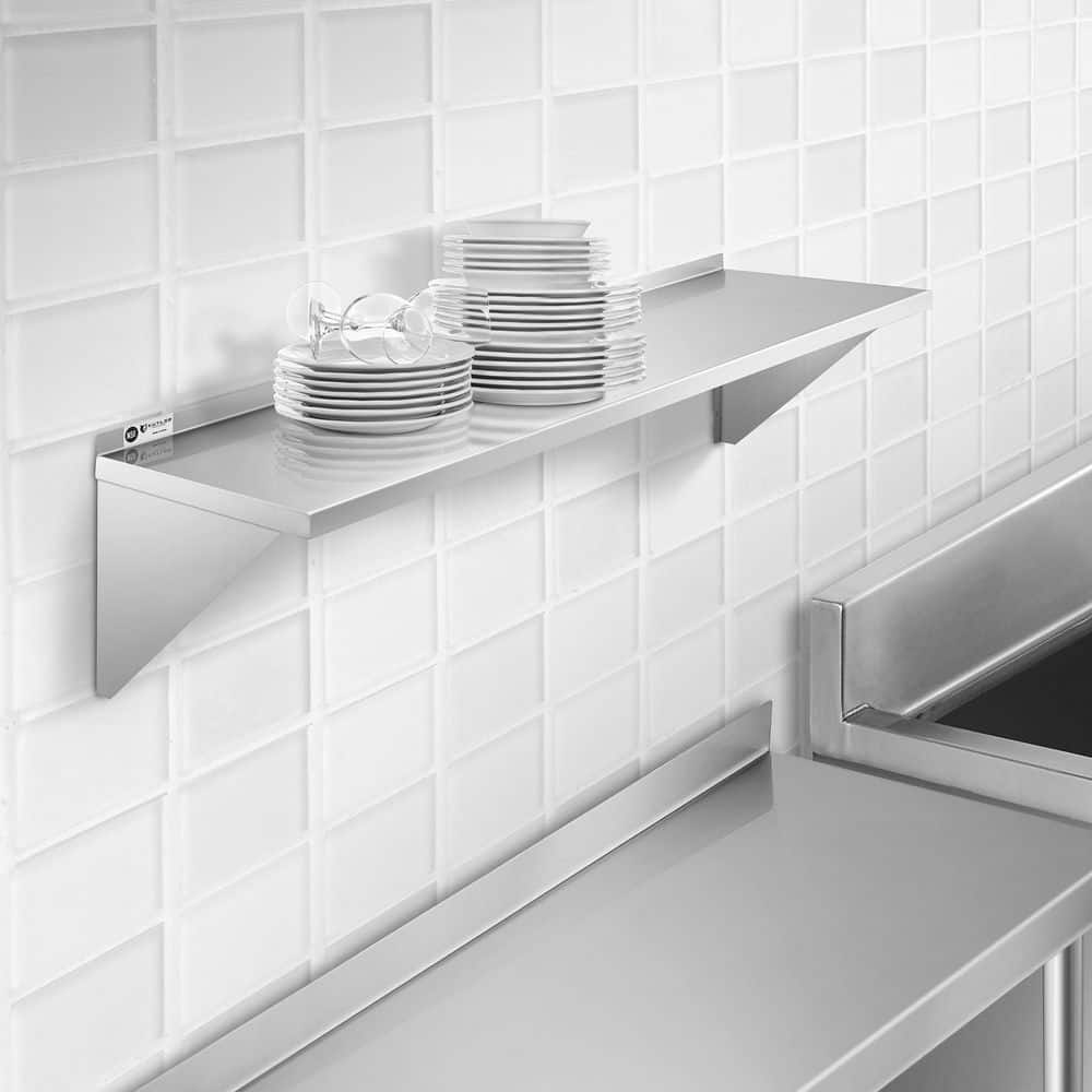 KUTLER 12" x 60" Stainless Steel Wall Mount Kitchen Shelf