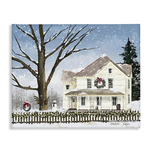 Stupell Industries Charming Winter Neighborhood byBilly Jacobs 1-Piece Unframed Graphic Print Nature Poster Art Print 30 in. x 24 in.