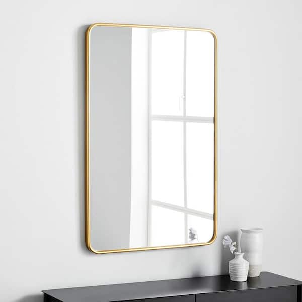 Unbranded 20 in. W x 28 in. H Rectangular Aluminum Framed Wall Bathroom Vanity Mirror in Gold