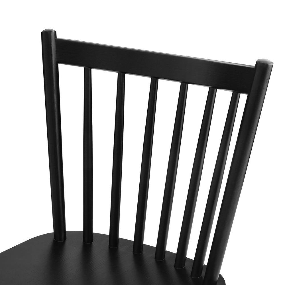 Black High-Back Wood Windsor Side Chairs, Set of 2
