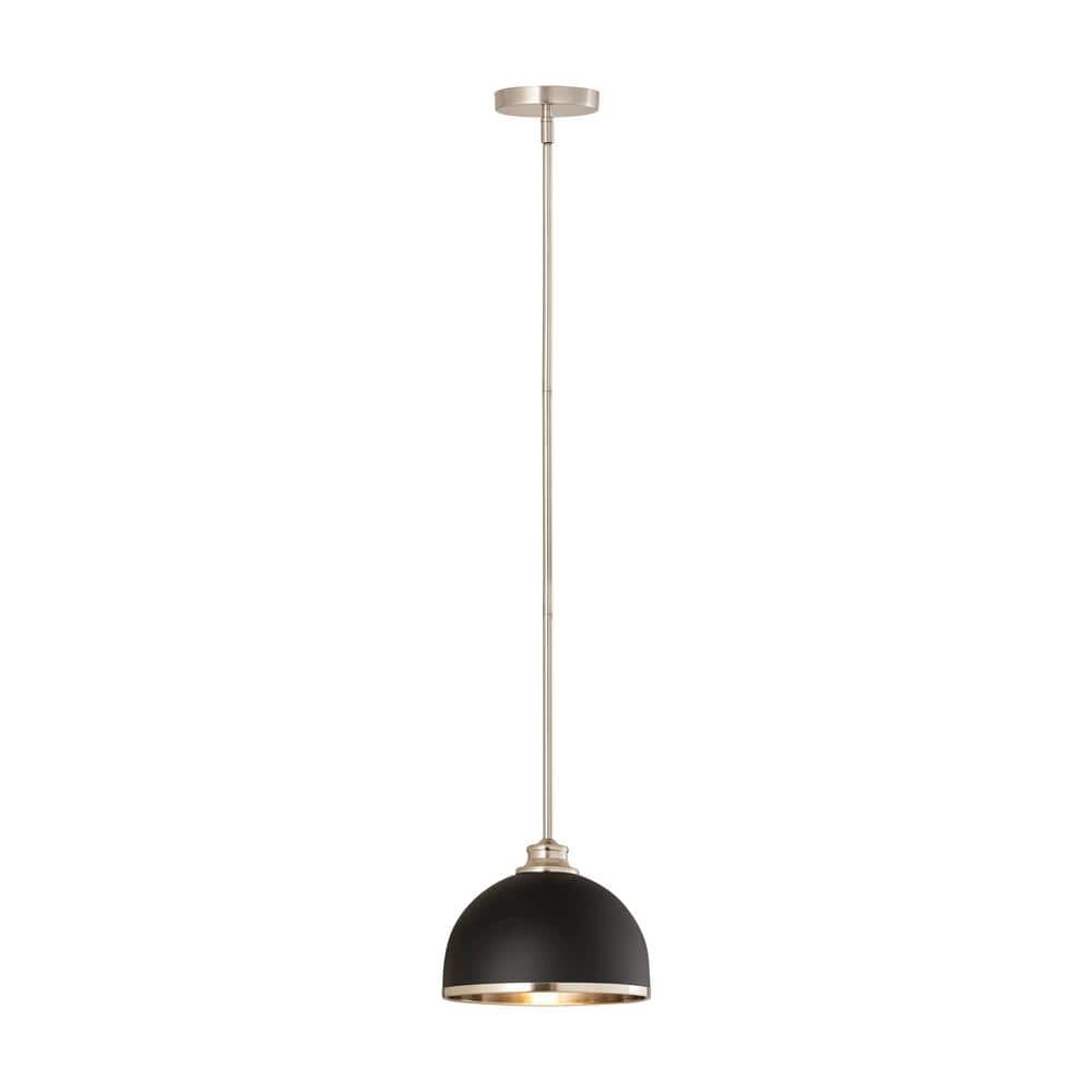 Landry 1-Light Matte Black + Brushed Nickel Pendant with Matte Black + Brus