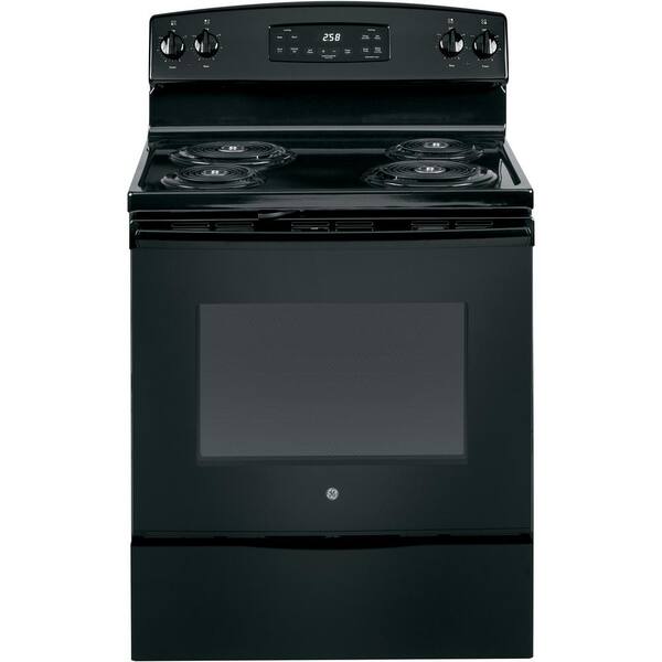 Ge 30 In 5 3 Cu Ft Electric Range With Self Cleaning Oven In Black Jb258dmbb The Home Depot