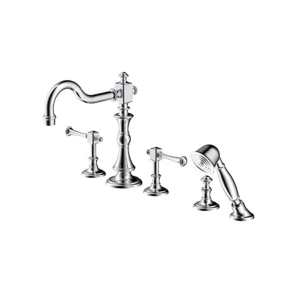 Universal Tubs Majesty 3-Handle Deck-Mount Roman Tub Faucet with Hand Shower in Polished Chrome