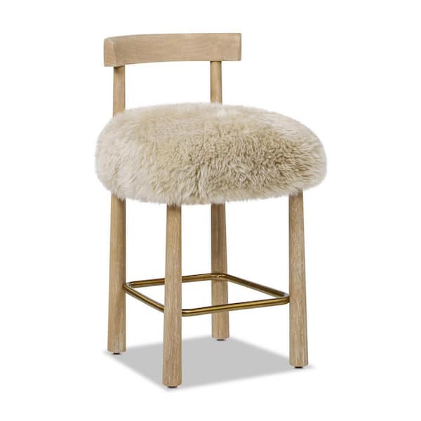Arden 27.5 in. Genuine Fur Counter Height Bar Stool in Natural Blonde Genuine Fur