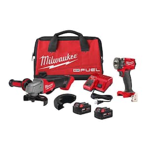 M18 FUEL 18V Lithium-Ion Brushless Cordless Grinder & 3/8 in. Impact Wrench Combo Kit (2-Tool) w/ Two 5Ah Batteries