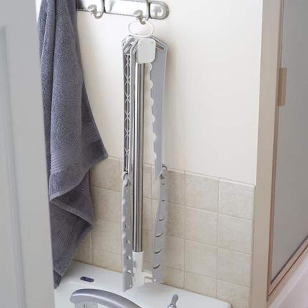 Gray Collapsible Tripod Clothes Drying Rack with Adjustable Height