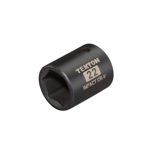 TEKTON 1/2 in. Drive 22 mm 6-Point Shallow Impact Socket